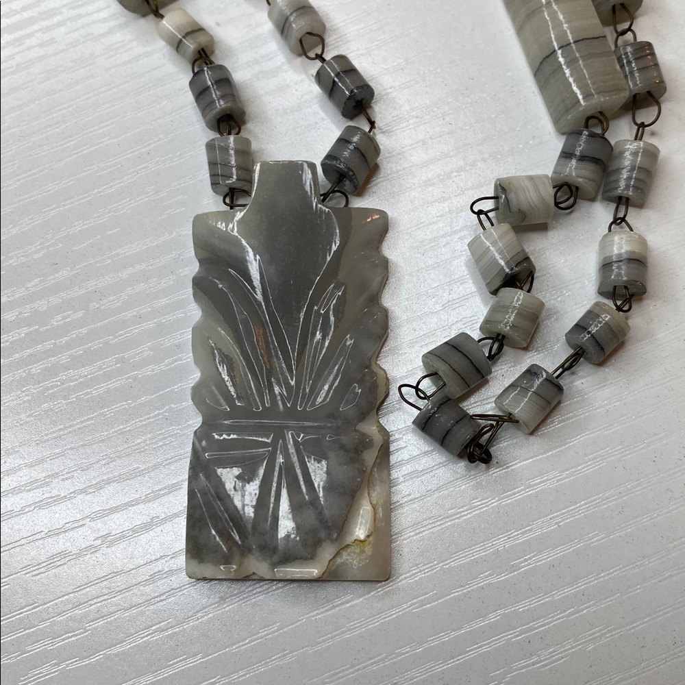 Mexican Grey Agate Statement Necklace - Picture 4 of 7